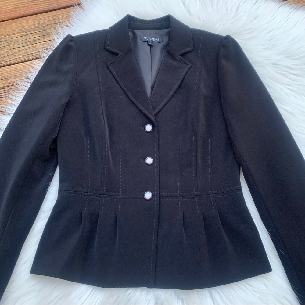 Vintage John Meyer Collection Black Peplum Pearl Buttons Blazer Wom Size 4